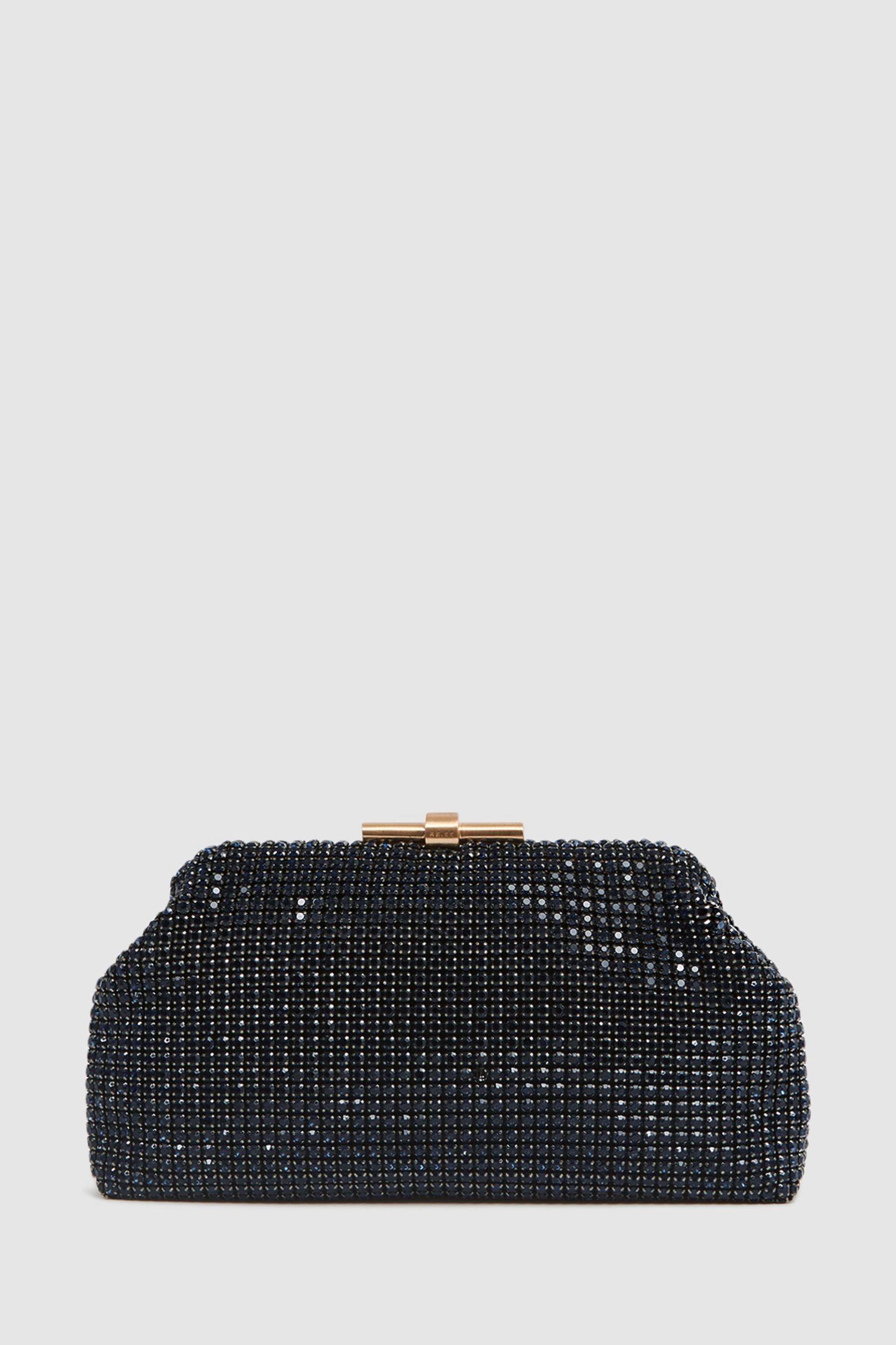 Navy embellished clutch bag new arrivals