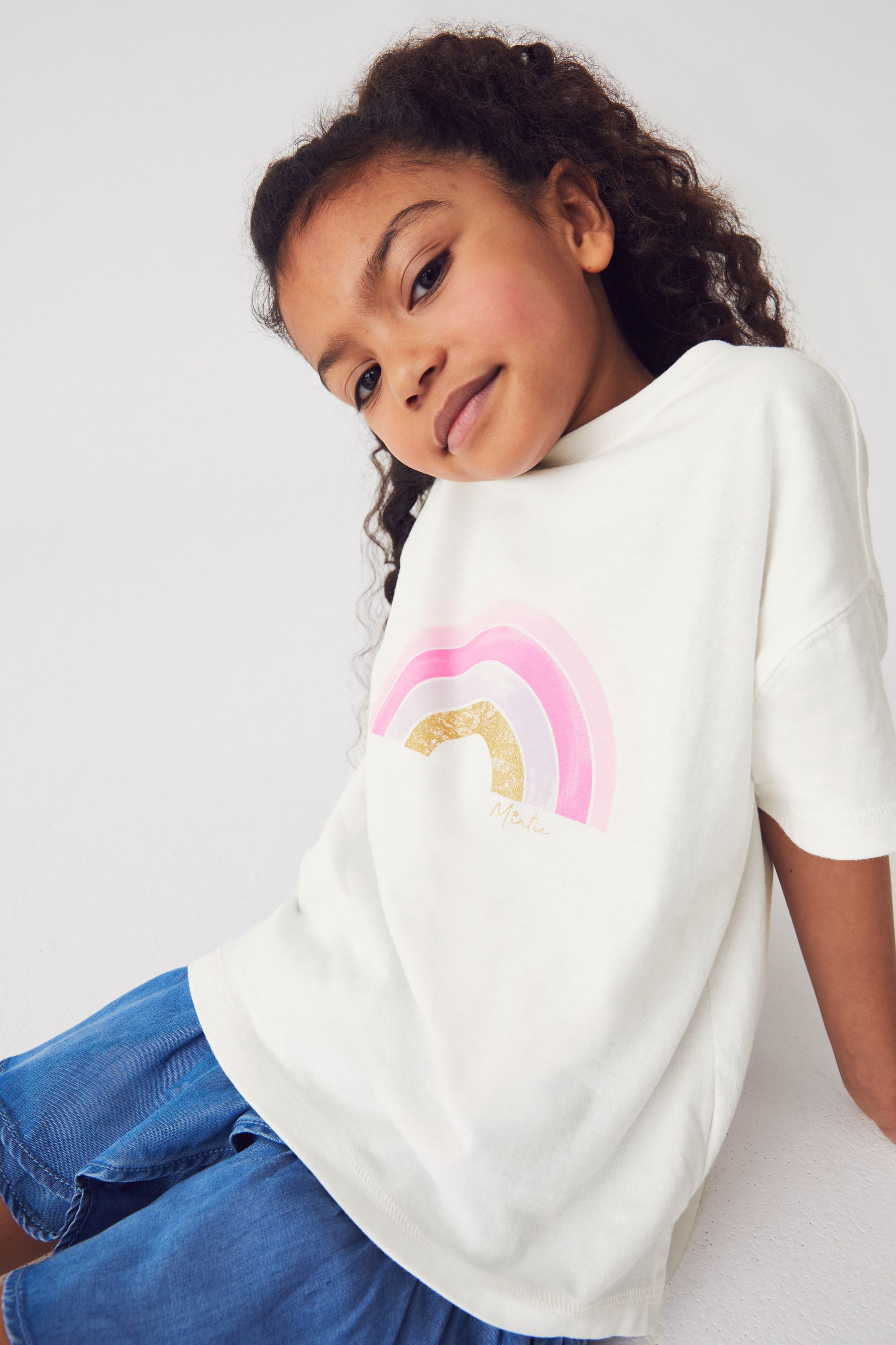 Buy Mint Velvet Cream Rainbow T Shirt from Next Luxembourg