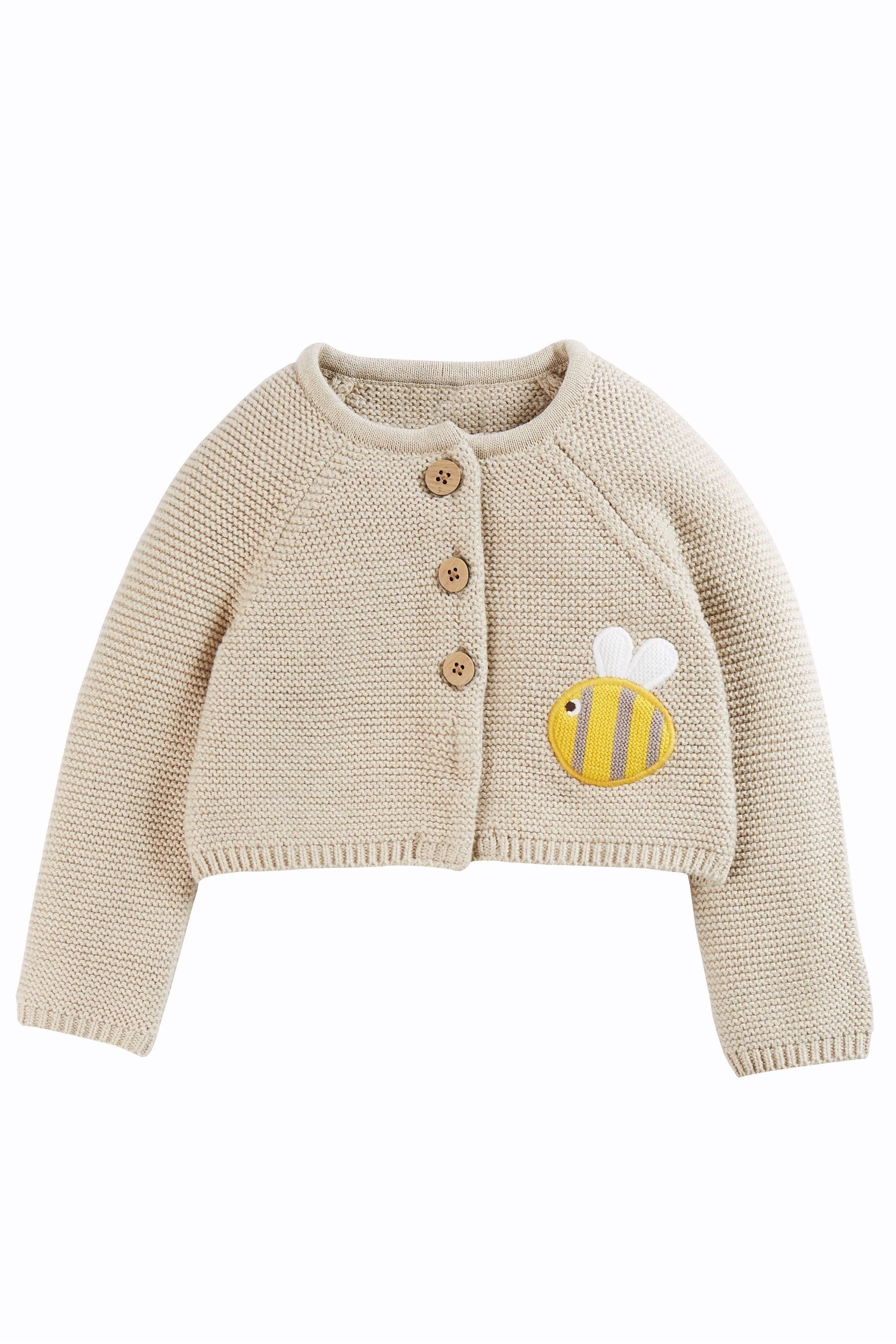 Buy Frugi Neutral Beige Cute As A Button Baby Knitted Cardigan from Next Luxembourg