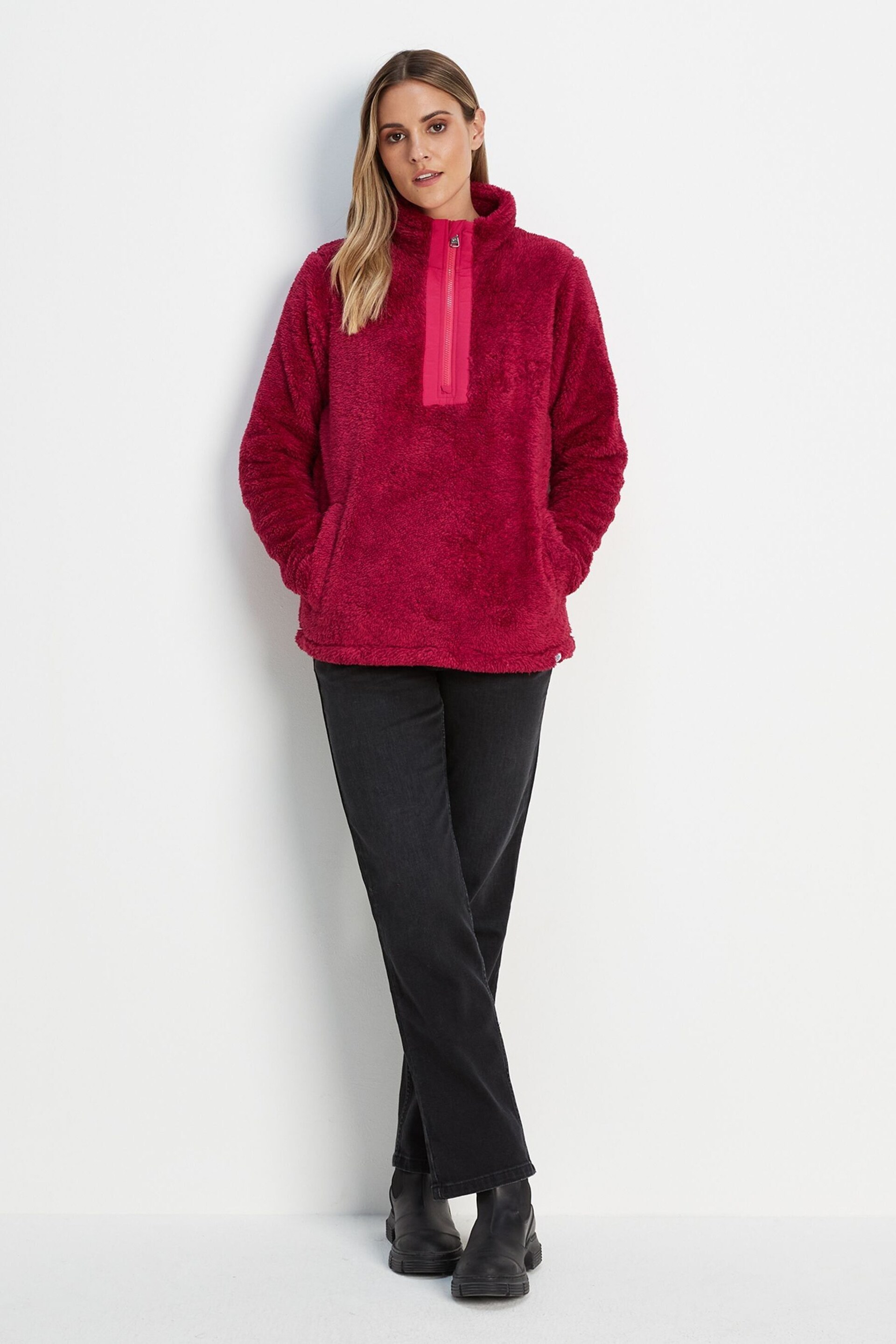 Tog 24 Pink Norrell Teddy Zip Neck Fleece - Image 4 of 8