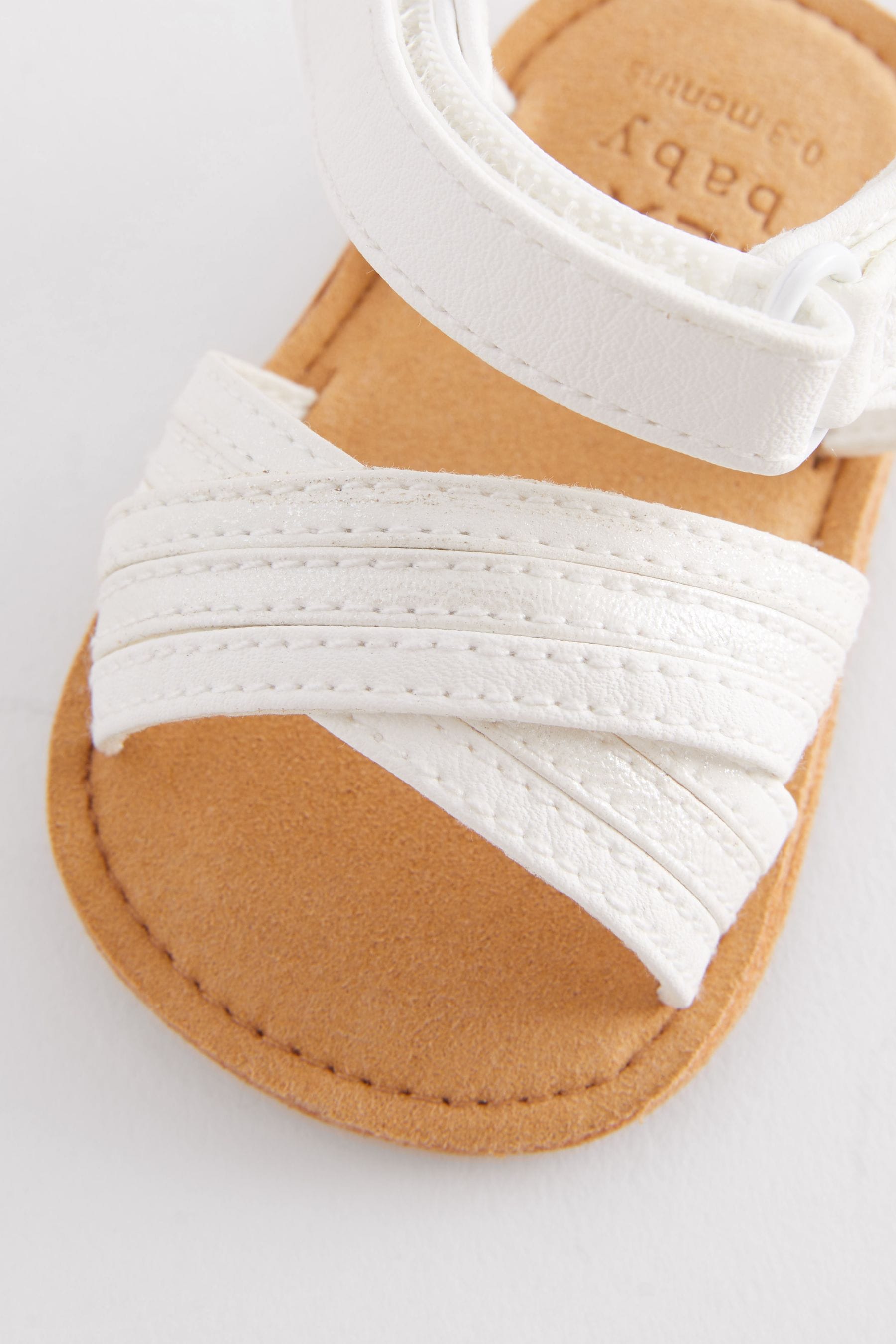 White Cross Strap Baby Sandals 0 24mths