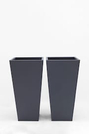 Set of 2 Charcoal Grey Metal All Weather Planters - Image 2 of 4