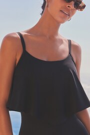 Black Tummy Shaping Control Frill Swimsuit - Image 4 of 5