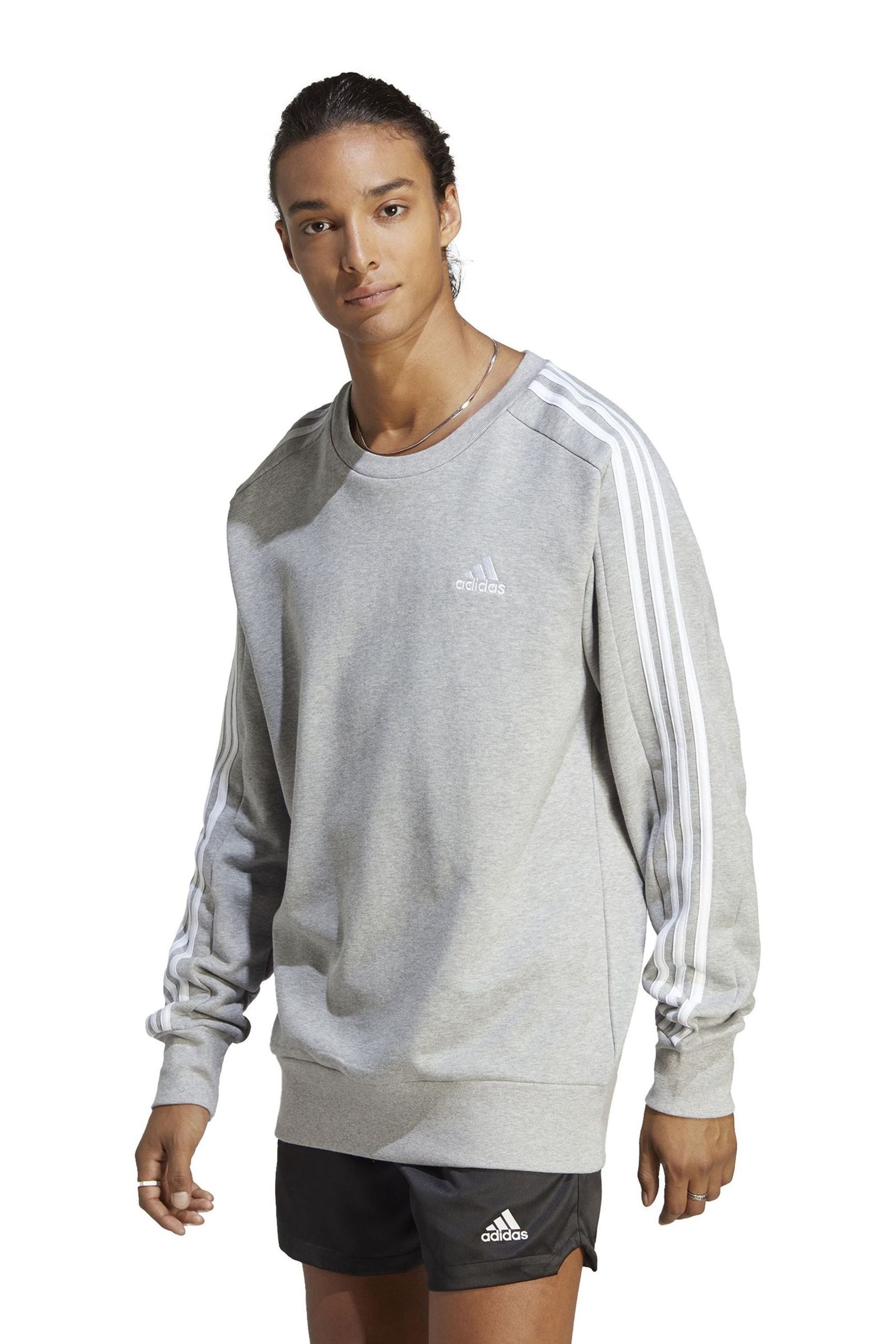 Buy adidas Grey Sportswear Essentials French Terry 3 Stripes 100 Cotton Sweatshirt from Next Malta