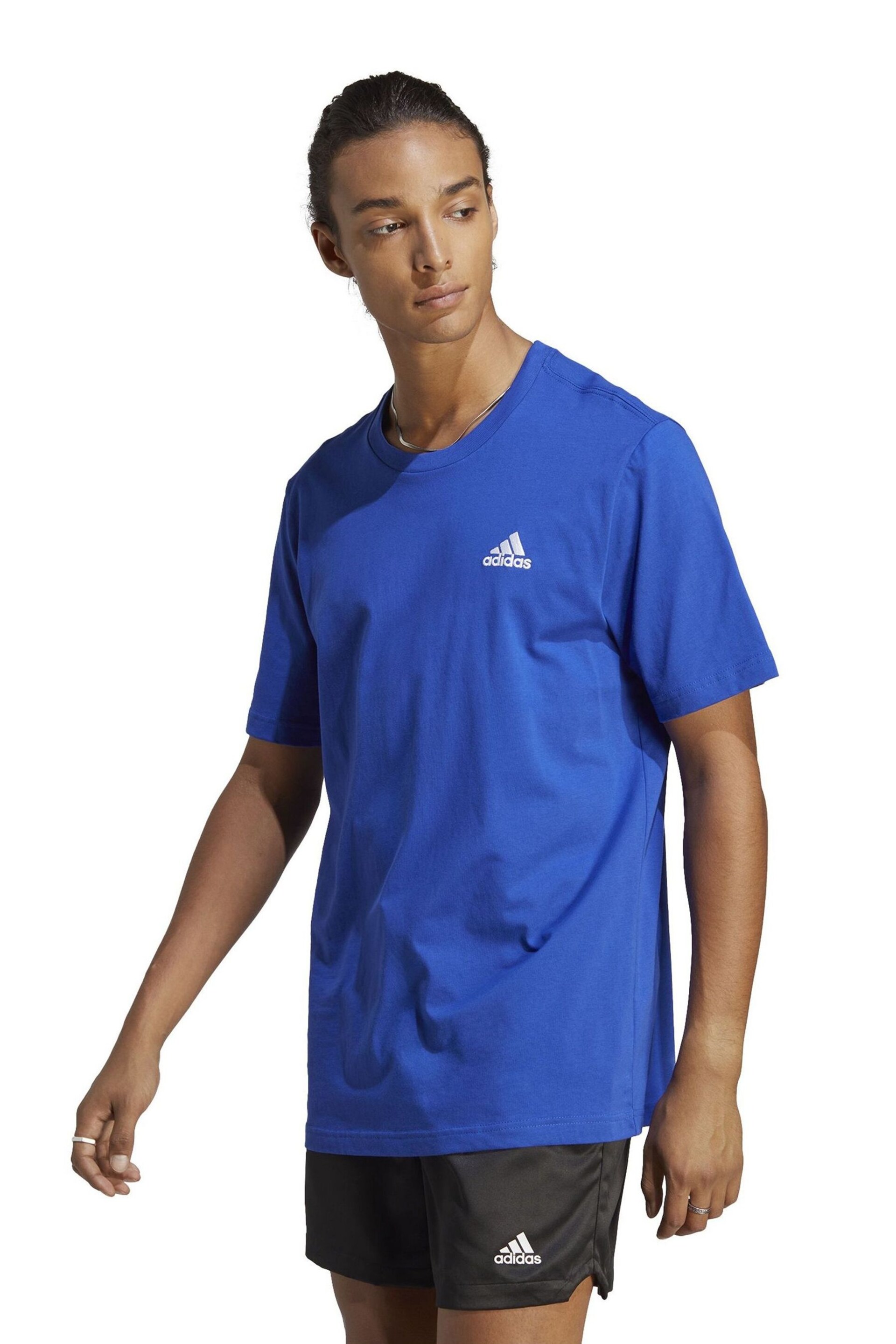 adidas Dark Blue Sportswear Essentials Single Jersey Embroidered Small Logo T-Shirt - Image 2 of 7