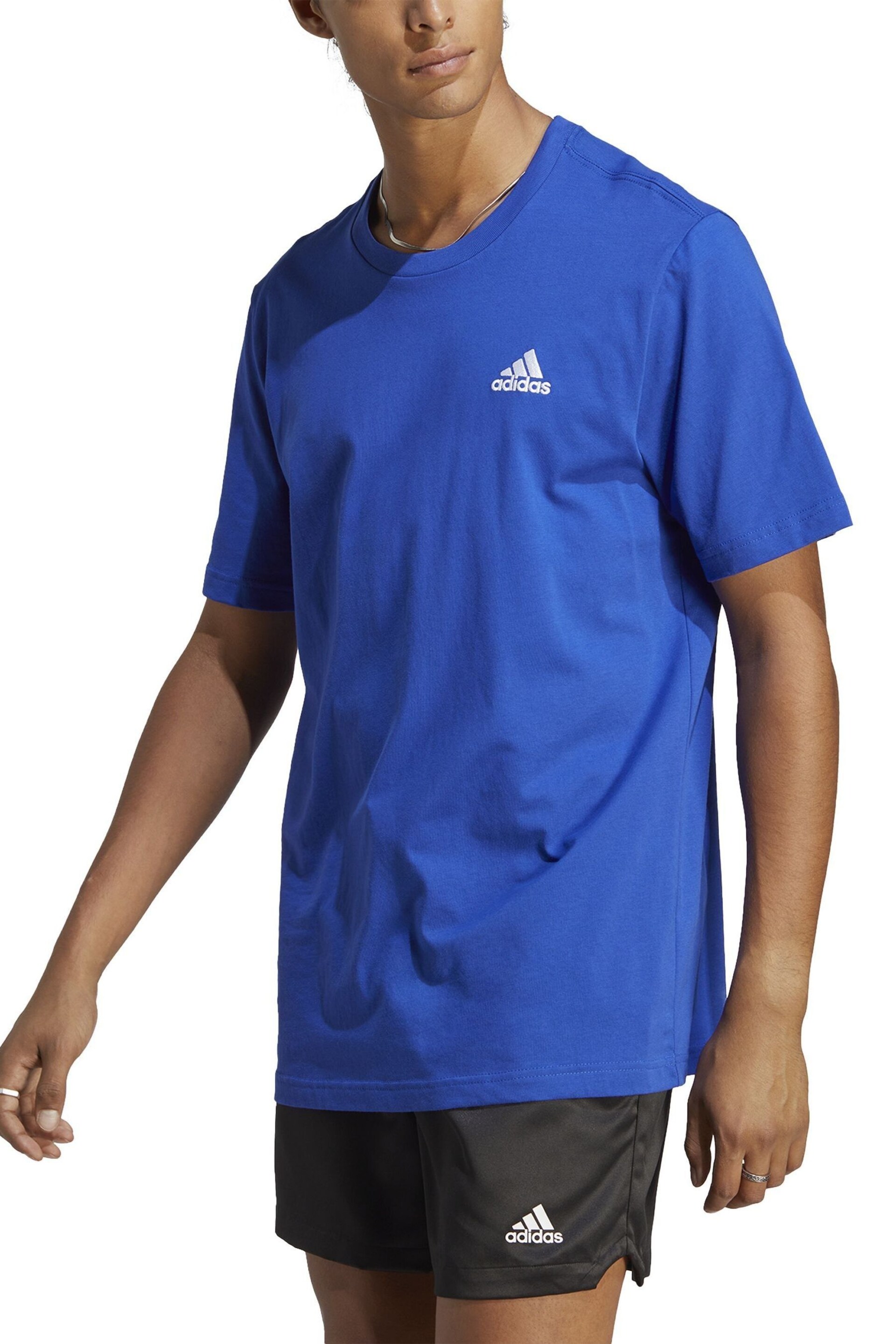 adidas Dark Blue Sportswear Essentials Single Jersey Embroidered Small Logo T-Shirt - Image 3 of 7