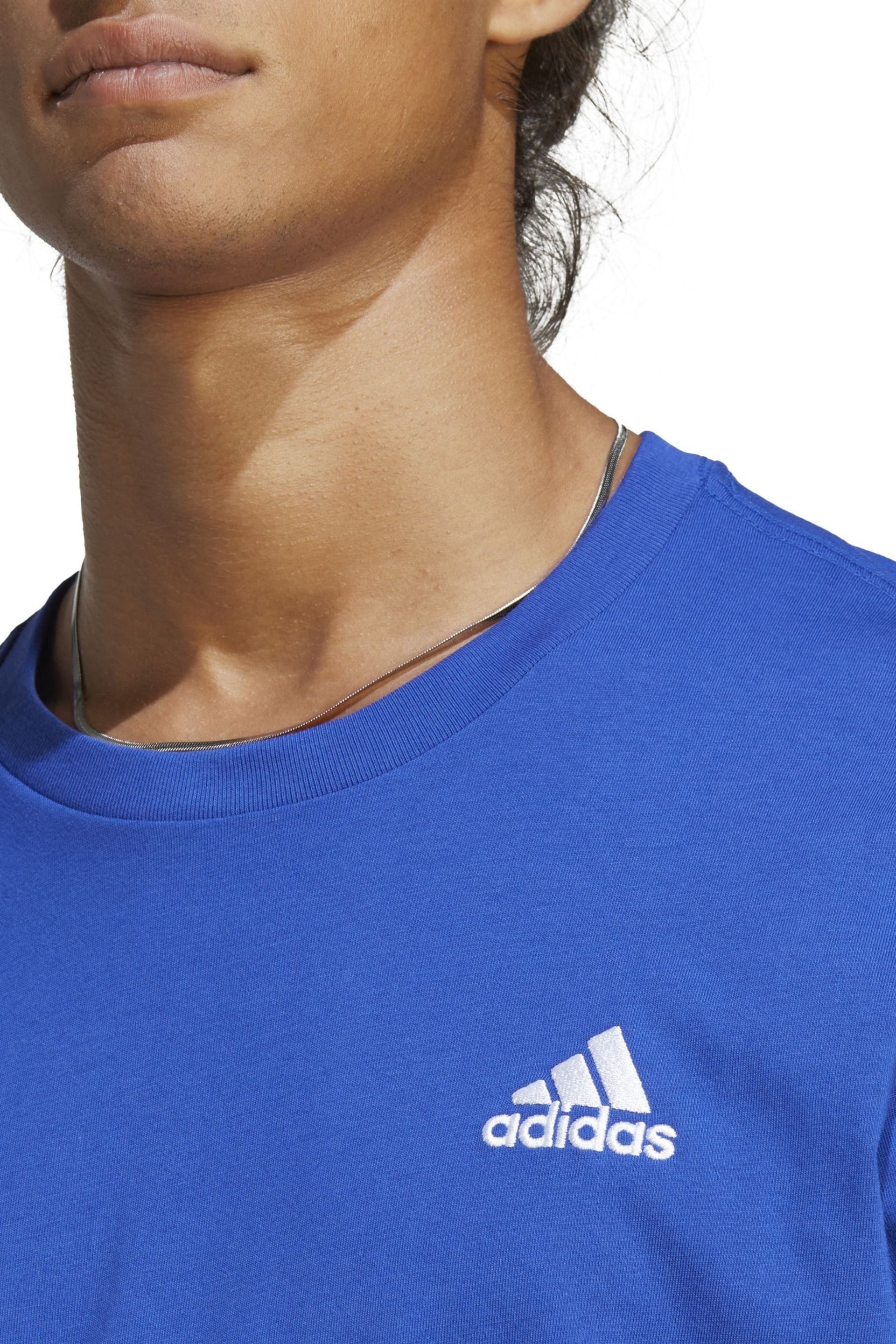 adidas Dark Blue Sportswear Essentials Single Jersey Embroidered Small Logo T-Shirt - Image 6 of 7