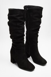 Quiz Black Ruched Block Heel Knee High Boots - Image 4 of 5