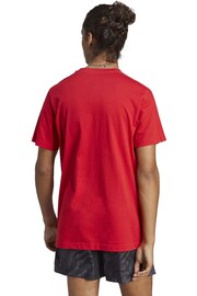 adidas Red Essentials Single Jersey 3-Stripes T-Shirt - Image 2 of 7