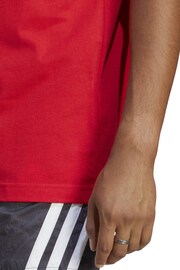 adidas Red Essentials Single Jersey 3-Stripes T-Shirt - Image 6 of 7