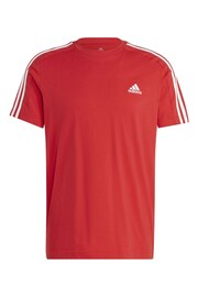 adidas Red Essentials Single Jersey 3-Stripes T-Shirt - Image 7 of 7