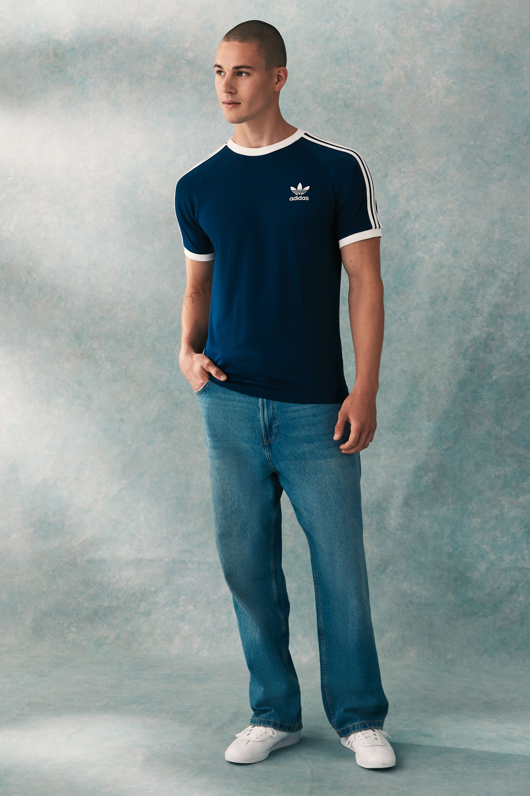 Blue and white adidas t shirt on sale