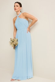 Light Blue Mesh Multiway Bridesmaid Wedding Maxi Dress - Image 4 of 8