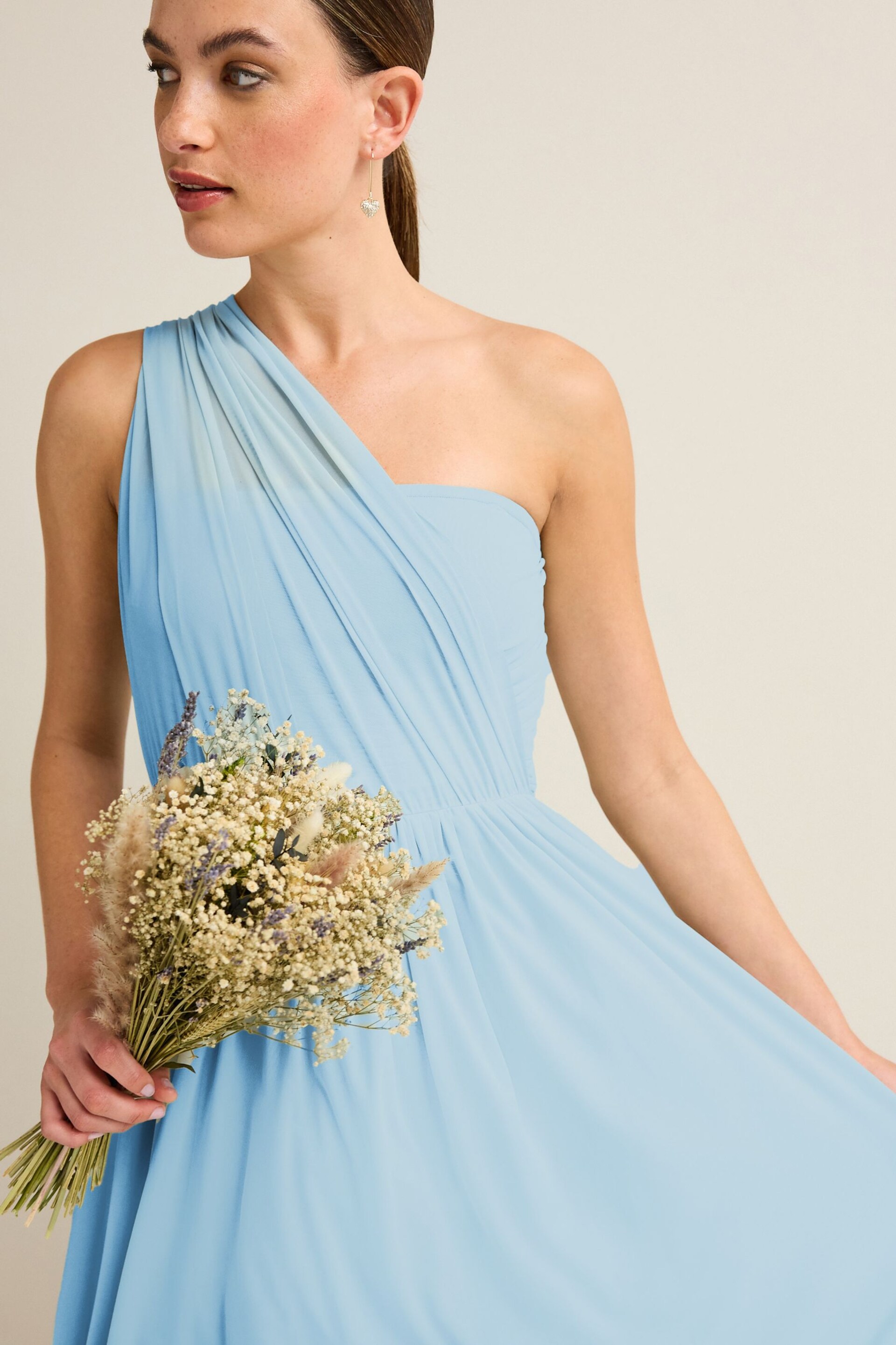 Light Blue Mesh Multiway Bridesmaid Wedding Maxi Dress - Image 6 of 8