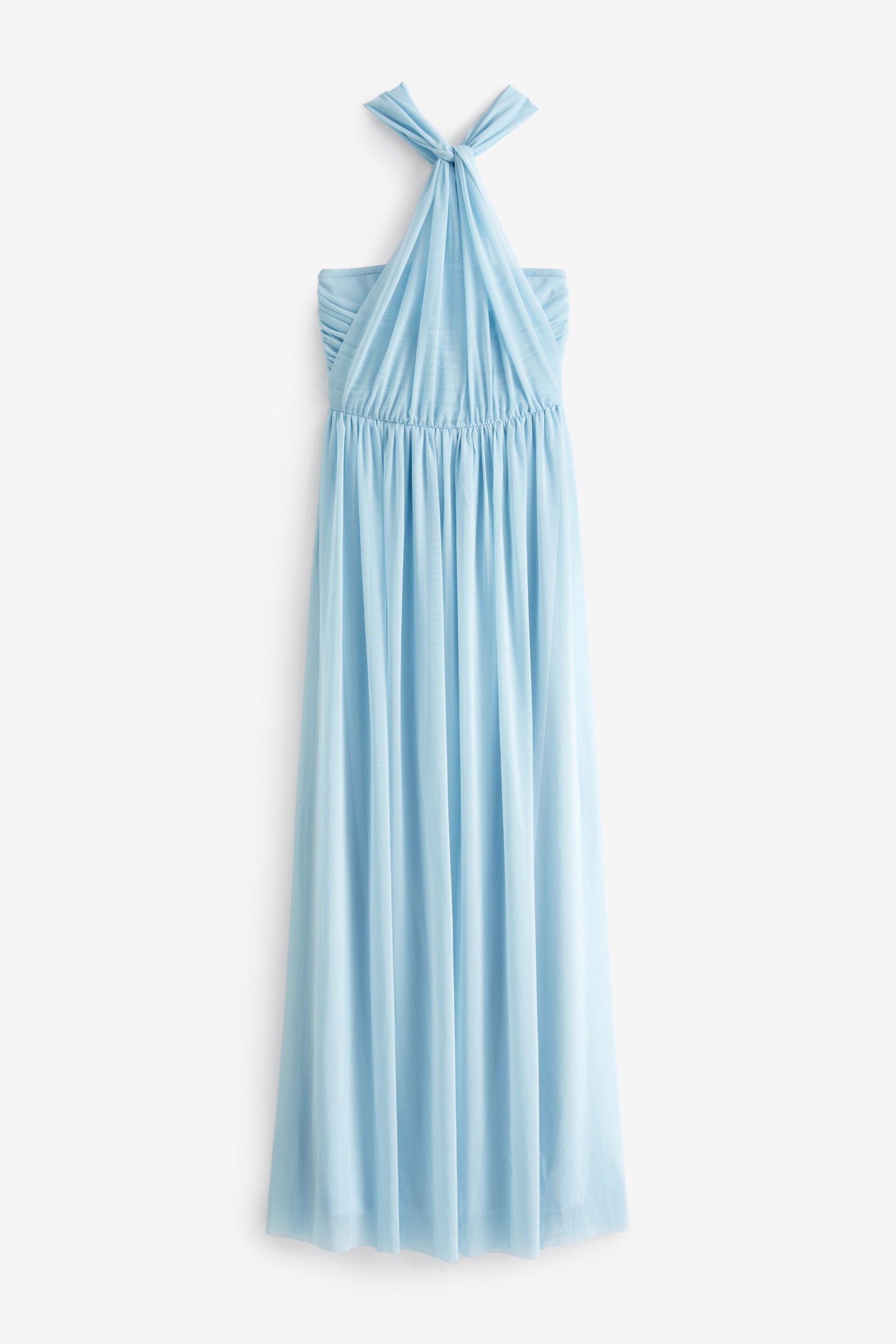 Light Blue Mesh Multiway Bridesmaid Wedding Maxi Dress - Image 7 of 8