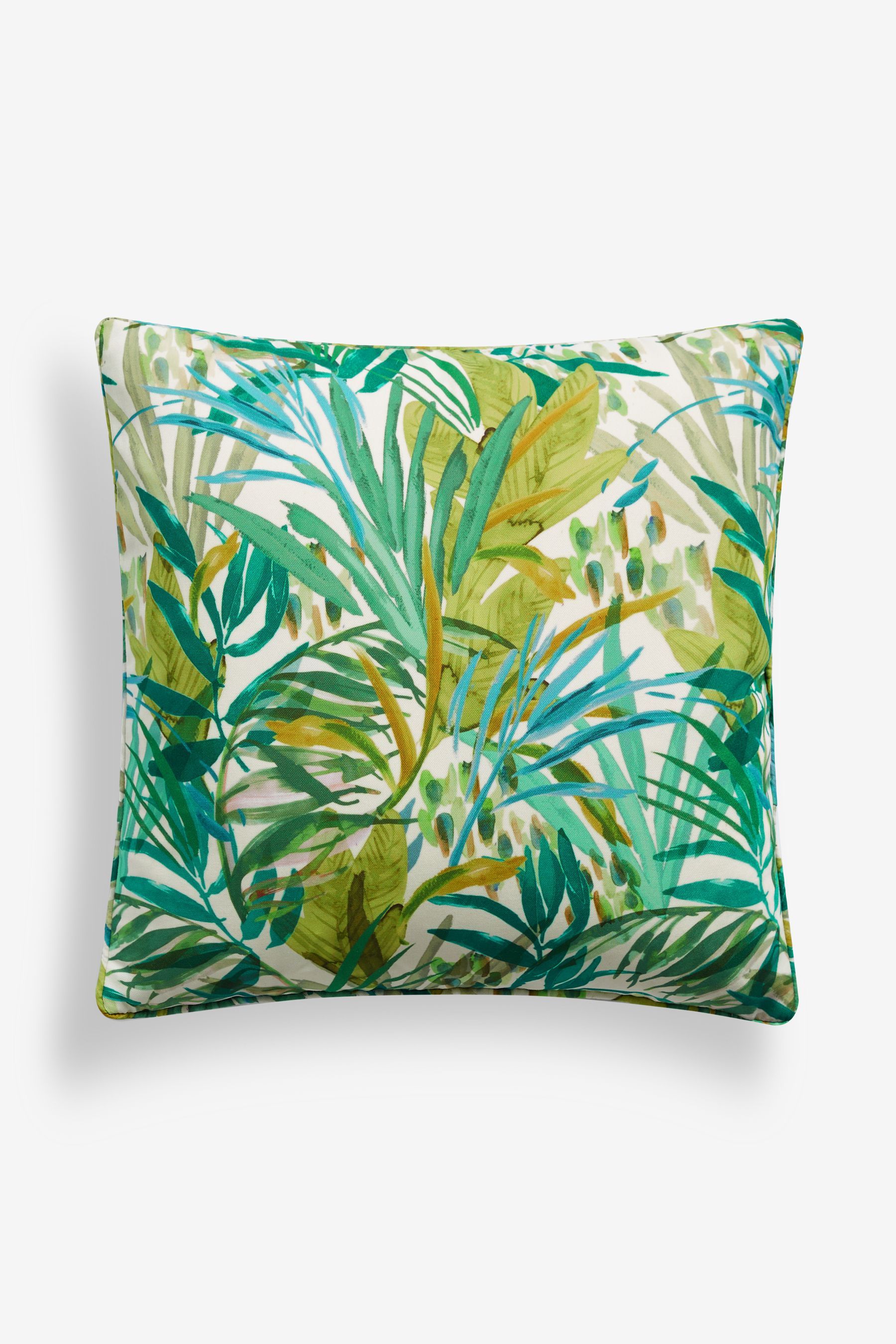 Buy Bright Green Tropical Leaf 50 x 50cm Outdoor Cushion from Next Luxembourg