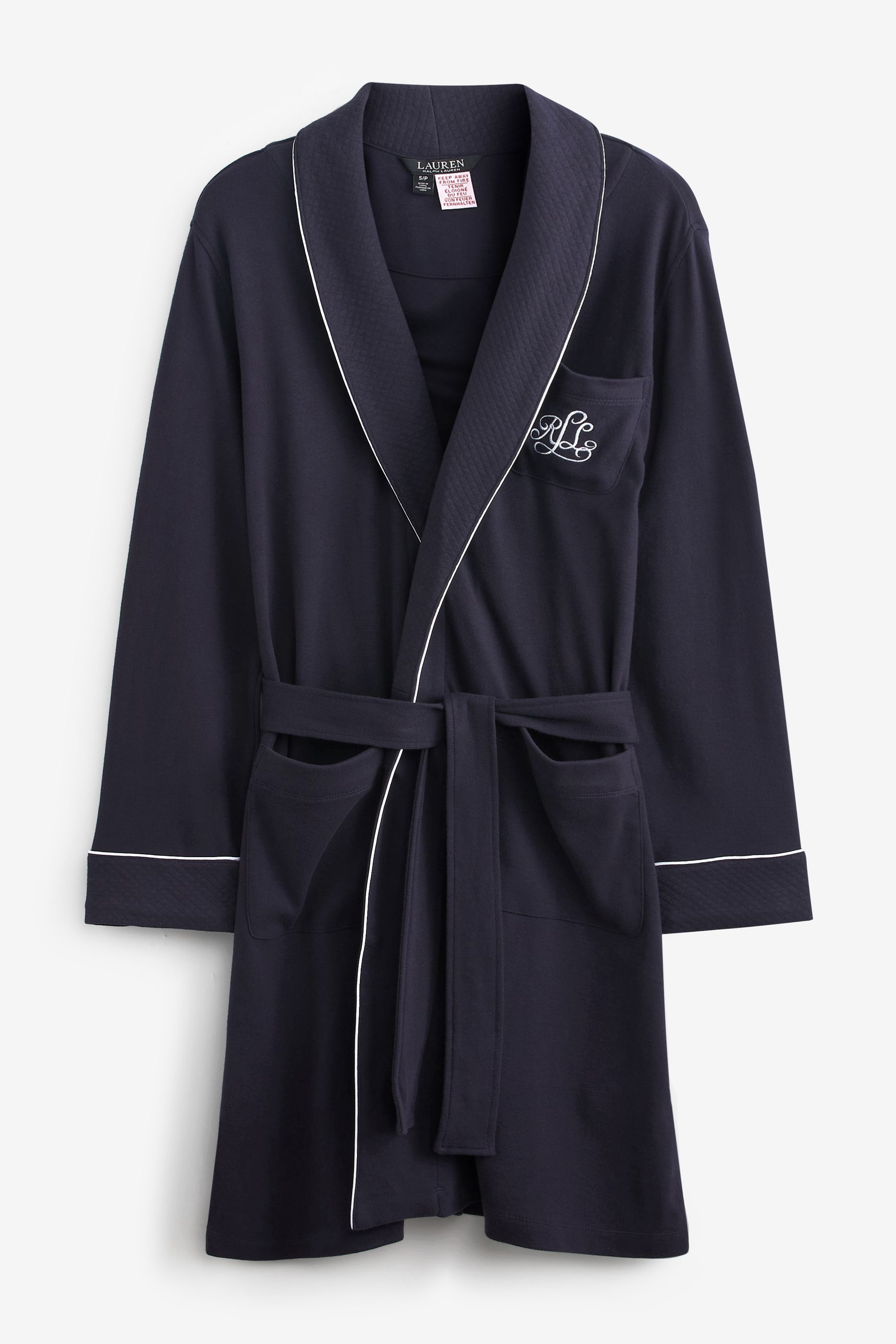 Lauren ralph lauren quilted shawl collar short robe top
