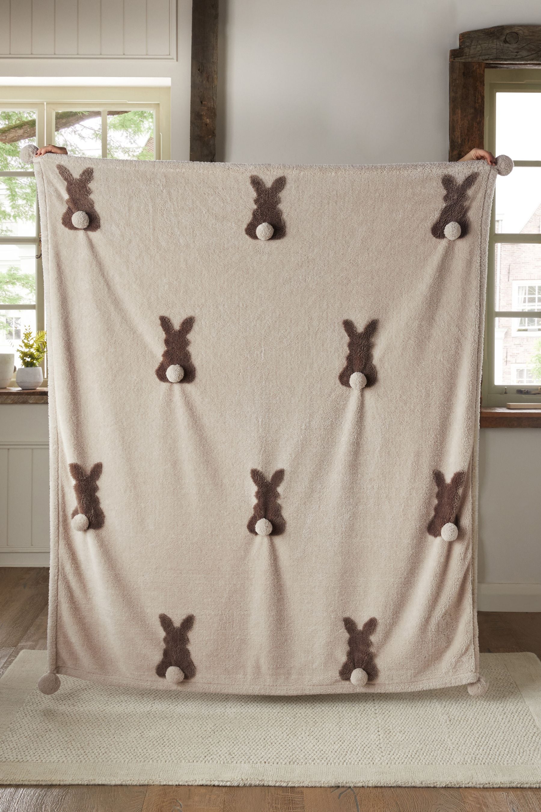Buy Neutral Base Cosy Bunny Applique Throw from the Next UK online shop