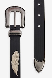 Black Feather Western Style Belt - Image 2 of 2