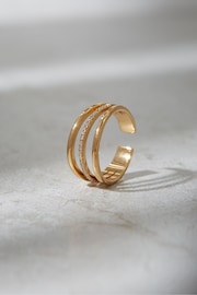 Mint Velvet Gold Tone Plated Triple Claw Pave Ring - Image 2 of 3