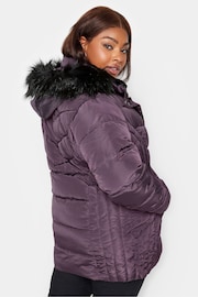 Yours Curve Purple Puffa Short Jacket - Image 2 of 4