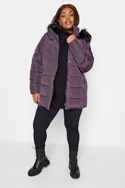 Yours Curve Purple Puffa Short Jacket - Image 3 of 4