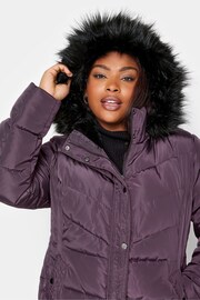 Yours Curve Purple Puffa Short Jacket - Image 4 of 4