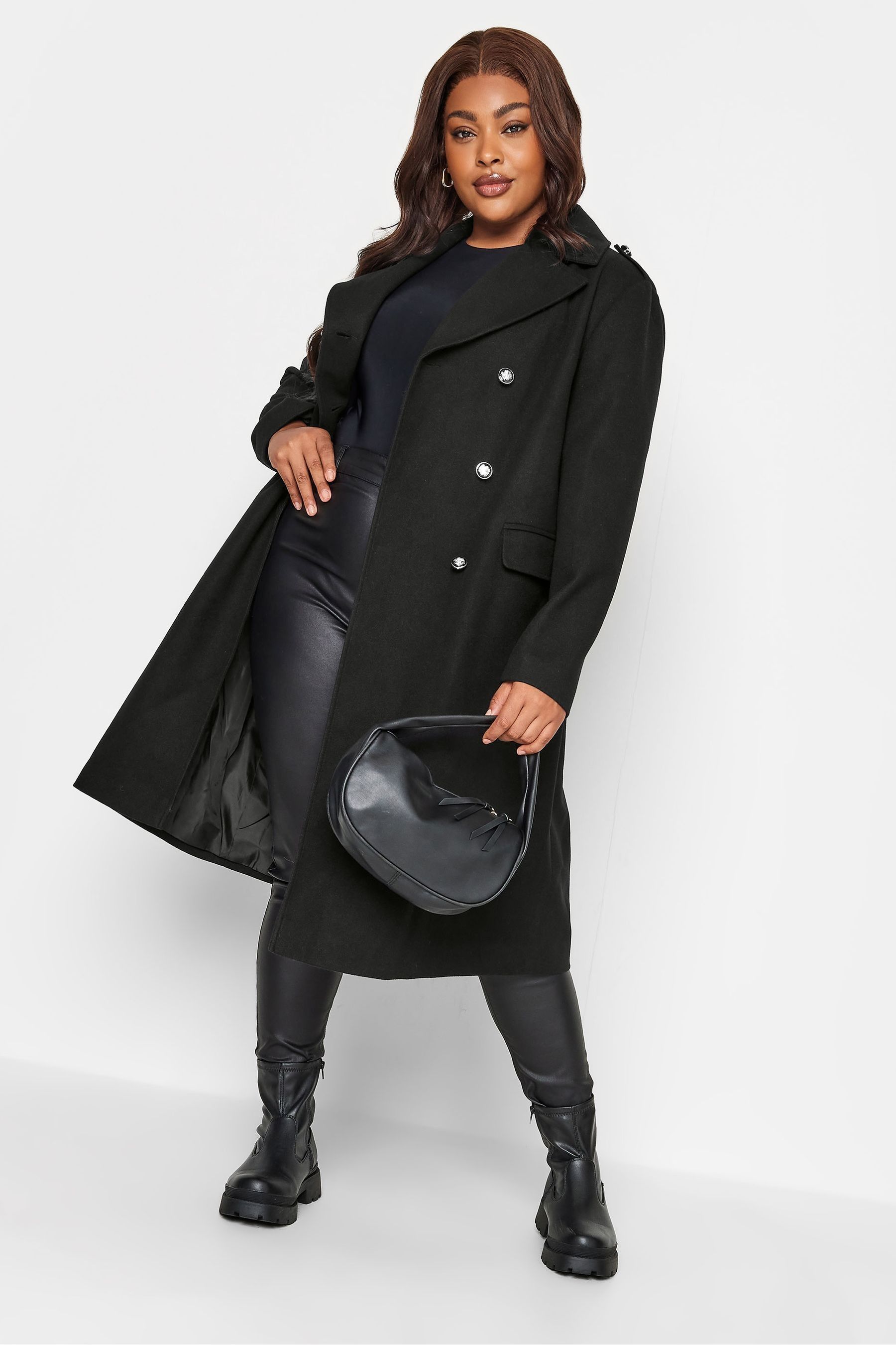 Buy Yours Curve Black Military Coat from Next Luxembourg