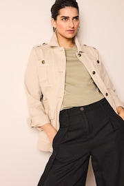 Stone Cotton Utility Jacket - Image 1 of 6