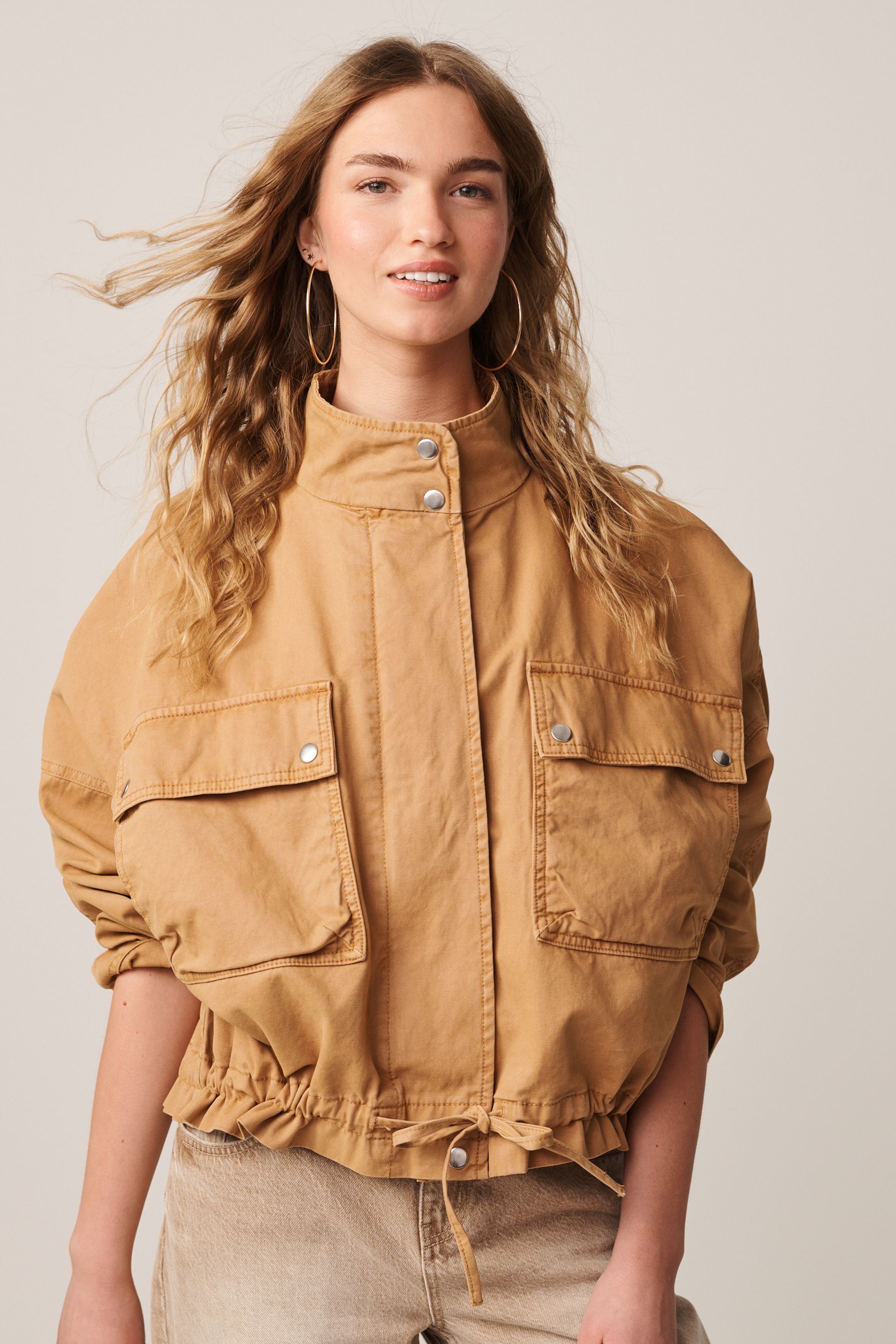 Funnel neck utility jacket shop