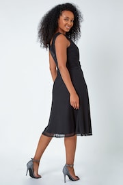 Roman Black Petite Embellished Waist Mesh Stretch Dress - Image 2 of 5