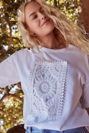 White Placement Crochet T-Shirt - Image 1 of 6