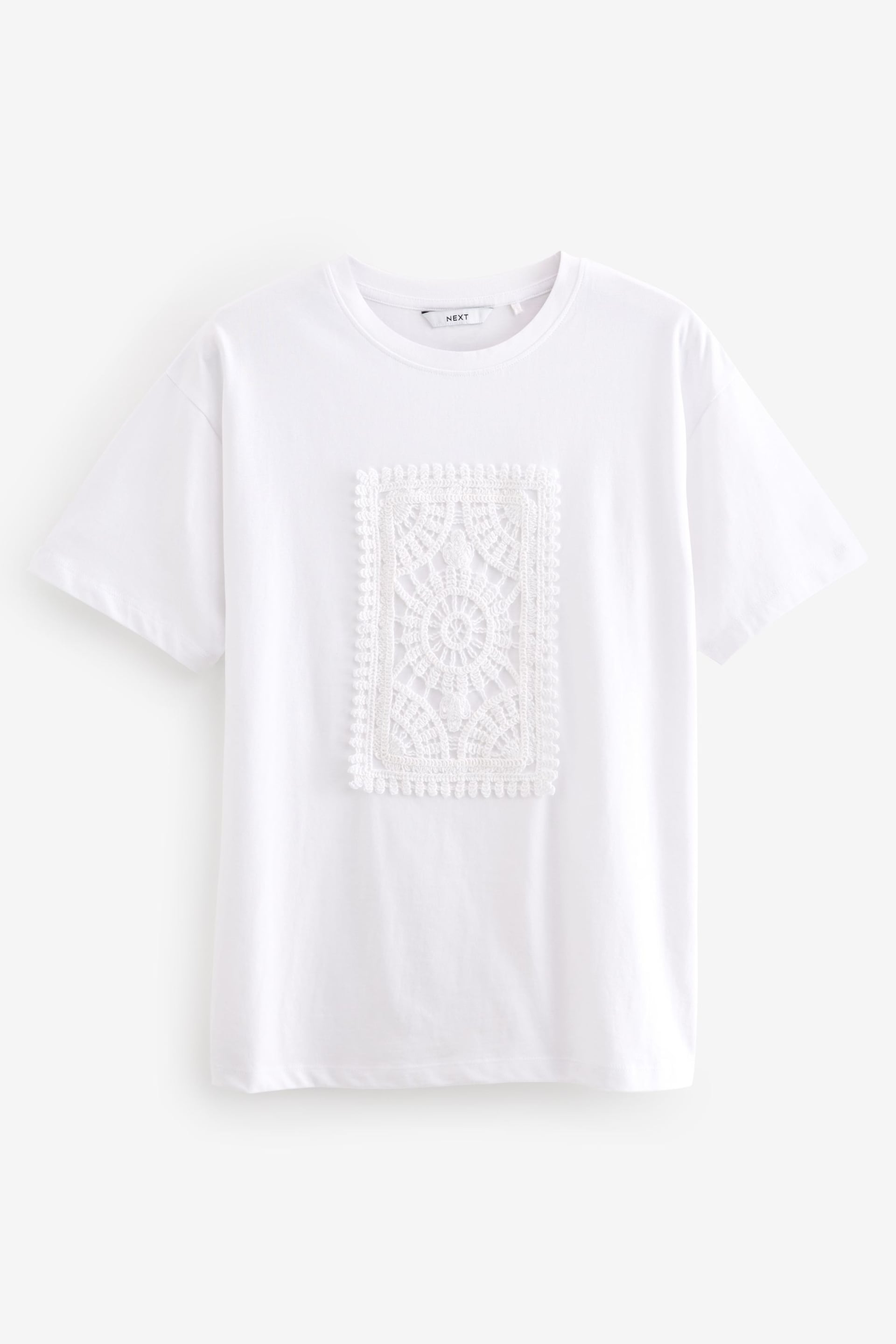 White Placement Crochet T-Shirt - Image 5 of 6