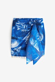 Blue Ruched Shell Trim Mini Skirt - Image 5 of 6