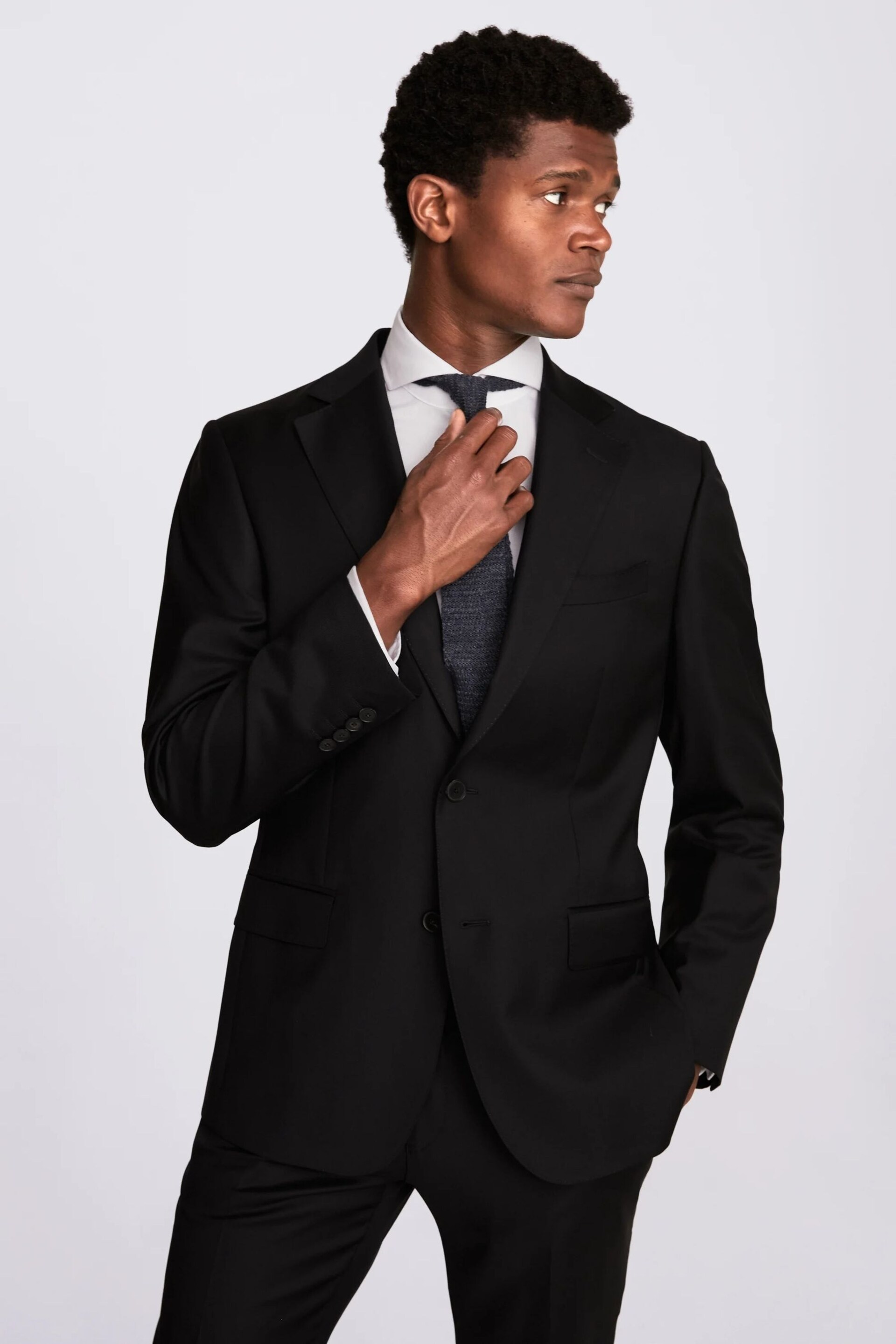 MOSS x Cerruti Black Tailored Fit Twill Suit Jacket - Image 1 of 7