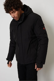 Threadbare Black Microfleece Lined Hooded Ski Jacket - Image 3 of 4