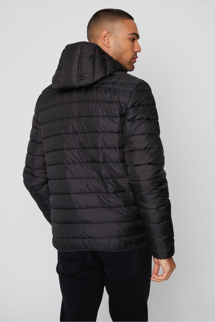 Threadbare Black Matte Finish Padded Hooded Jacket - Image 2 of 4