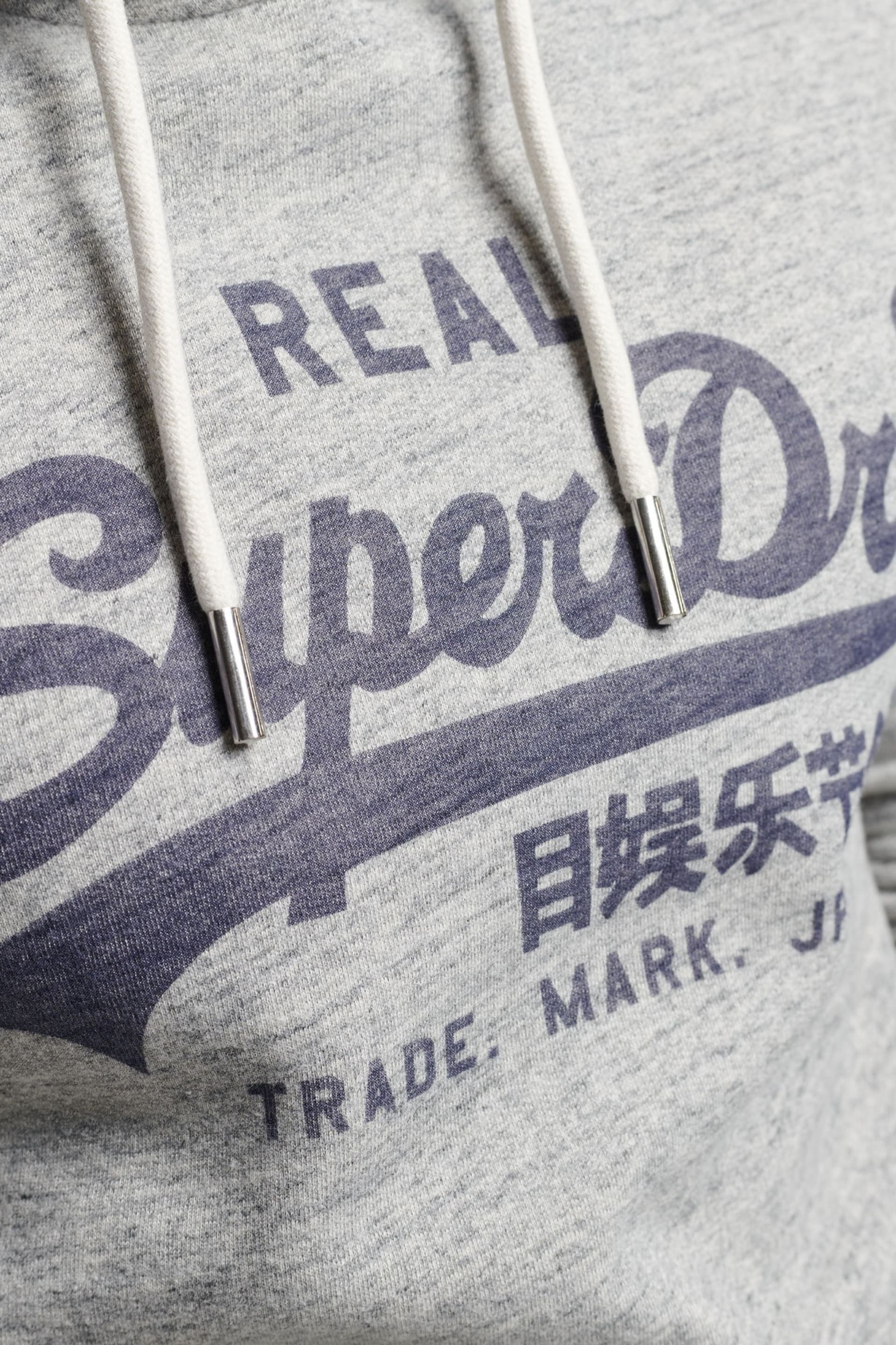 Superdry Authentic Grey Marl Vintage Logo Hoodie - Image 4 of 8