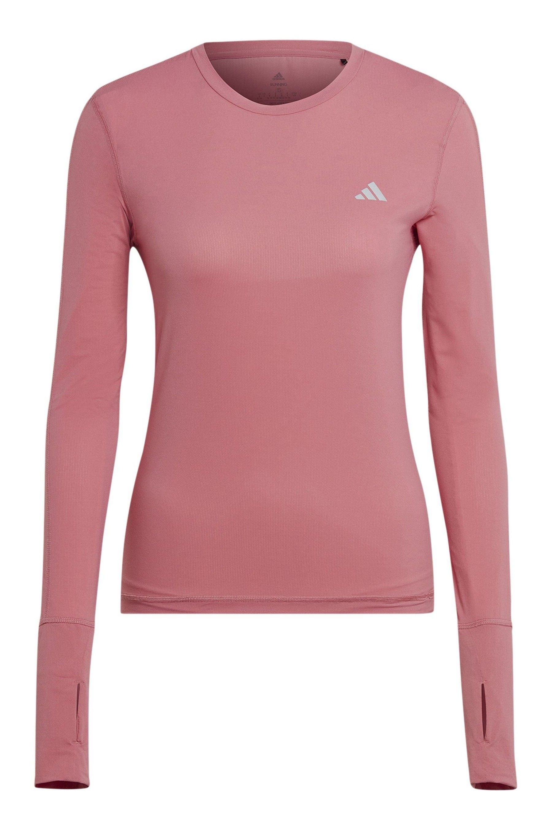 Long sleeve pink adidas top discount