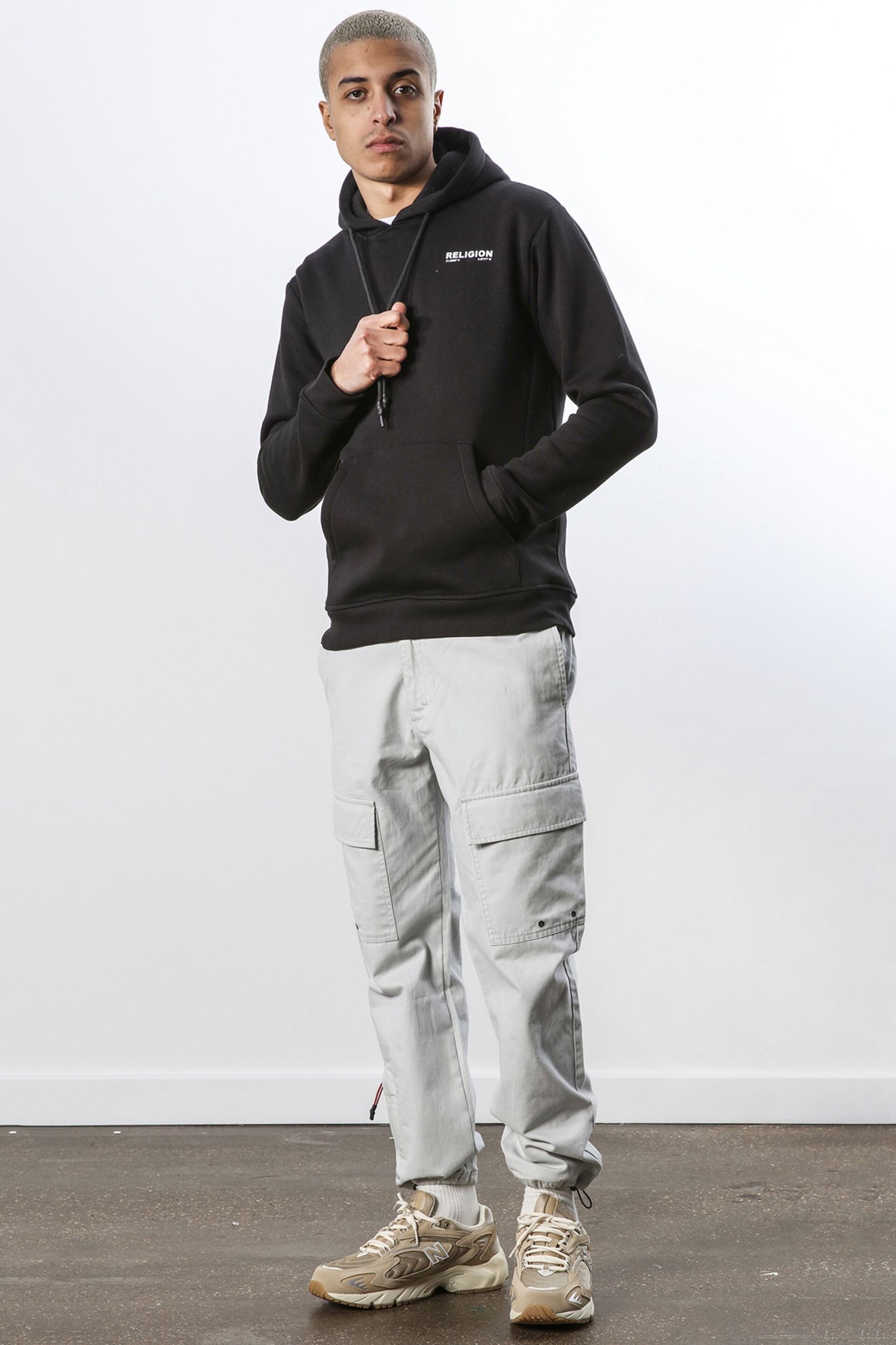 Religion Black Relaxed Fit Embroidered Hoodie In Soft Brushed Back Sweat - Image 4 of 5