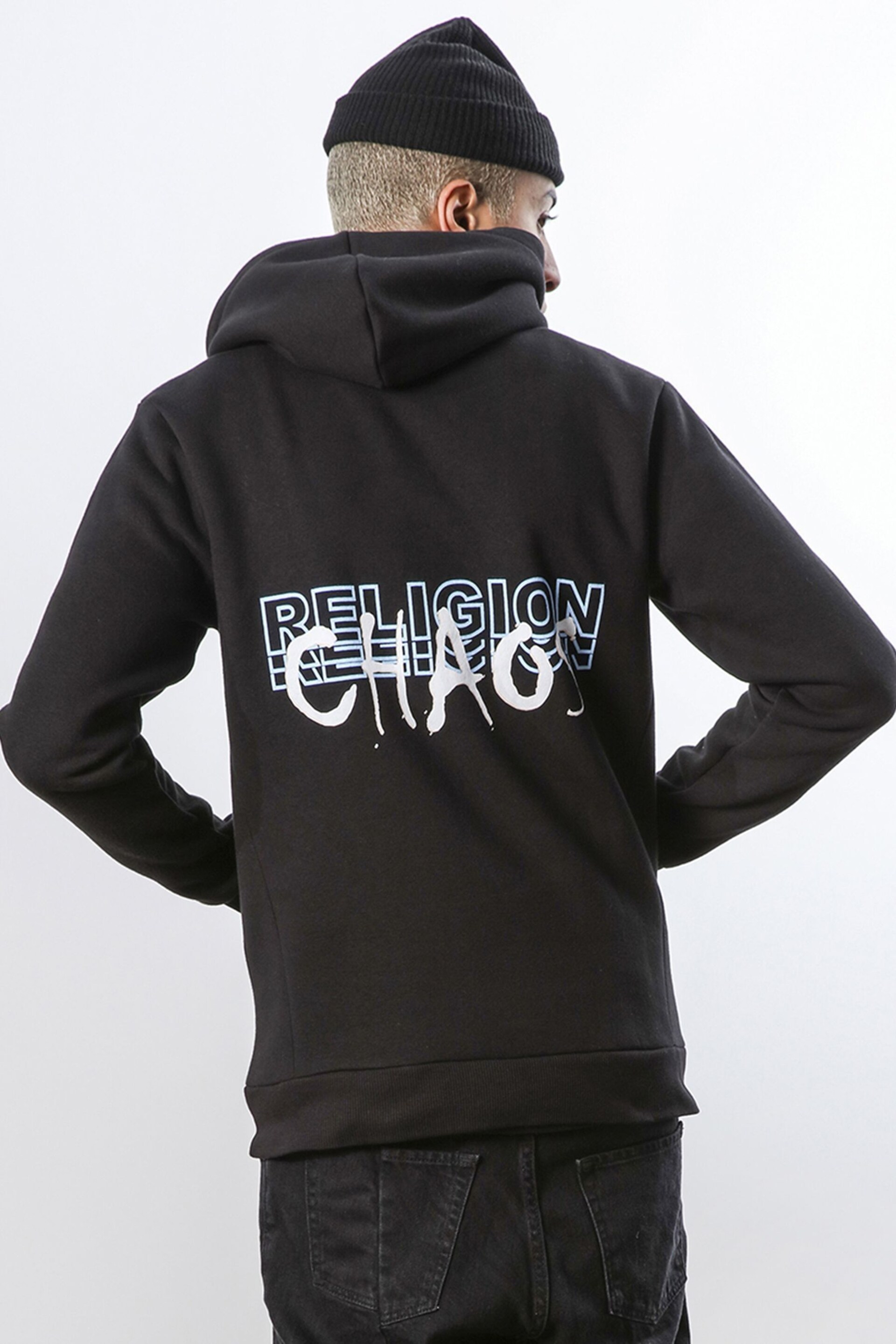 Religion Black Relaxed Fit Graphic Hoodie In Soft Brushed Back Sweat - Image 2 of 5