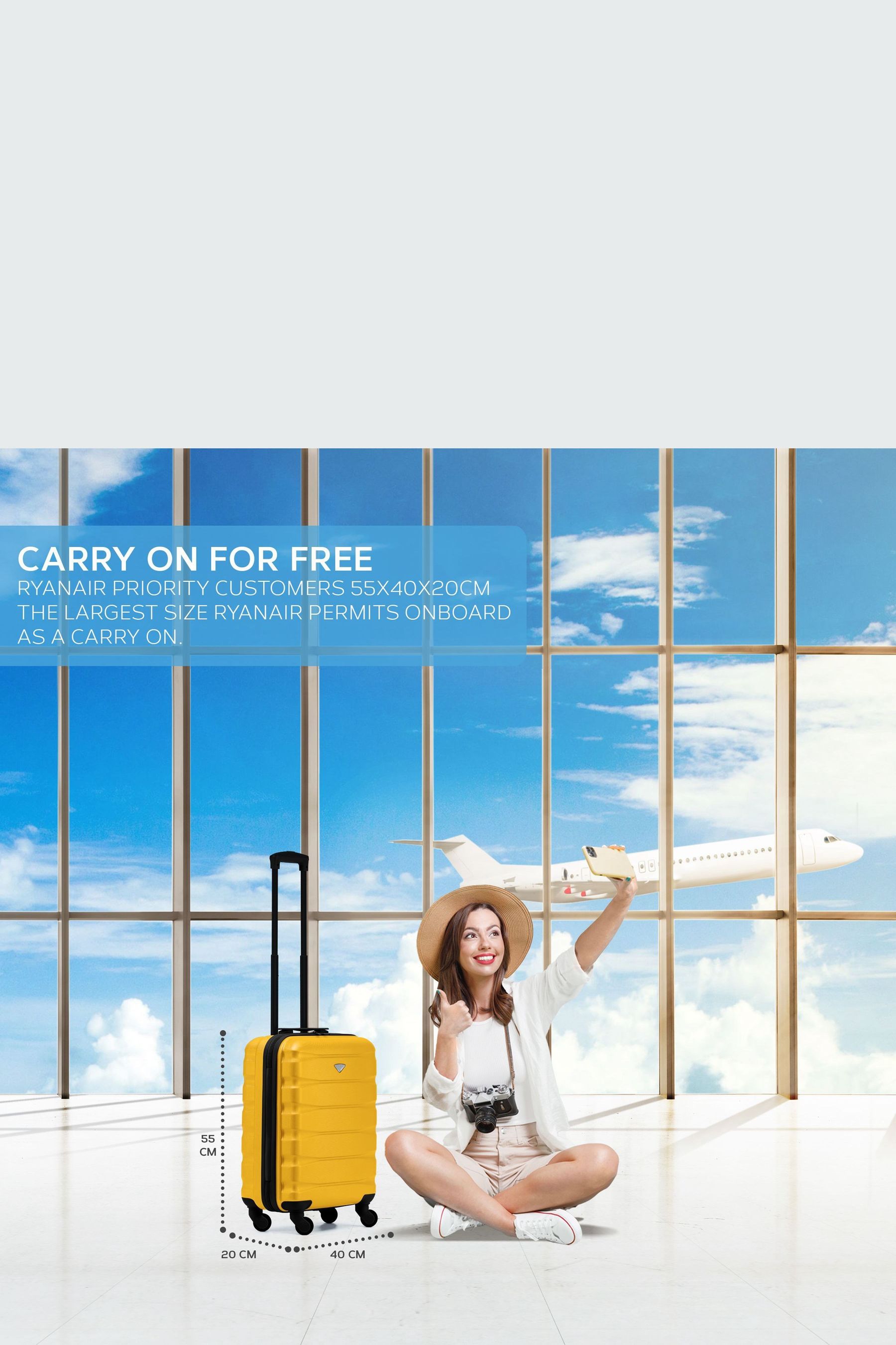 Buy Flight Knight 55x40x20cm Ryanair Priority 4 Wheel ABS Hard Case Cabin Carry On Hand Black Luggage from Next New Zealand