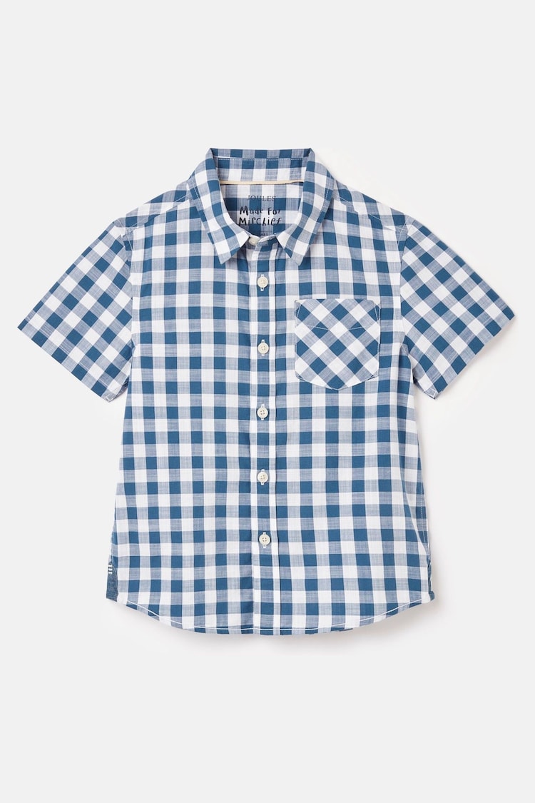 Joules Wilson Blue Cotton Check Shirt - Image 1 of 5