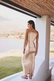 Metallic Gold Square Neck Ribbed Cami Dress - Image 3 of 6