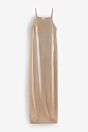 Metallic Gold Square Neck Ribbed Cami Dress - Image 5 of 6