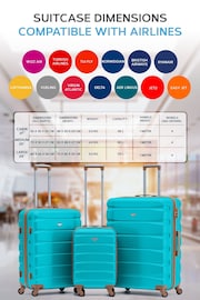Flight Knight Aqua/Tan Medium Hardcase Lightweight Check In Suitcase With 4 Wheels - Image 4 of 8