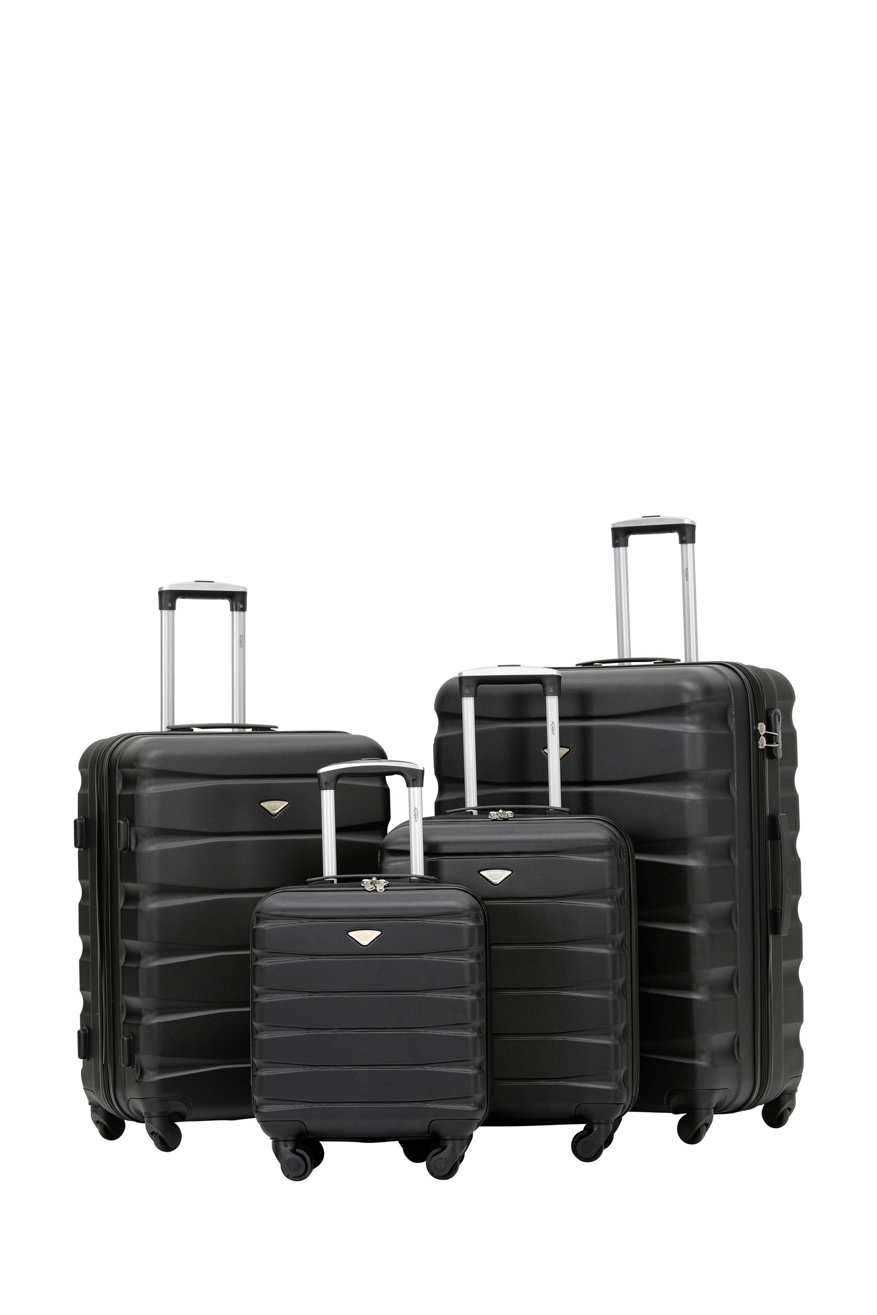 Buy Flight Knight Hardcase Lightweight Black Suitcases Set Of 4 With 4 Wheels from Next Malta