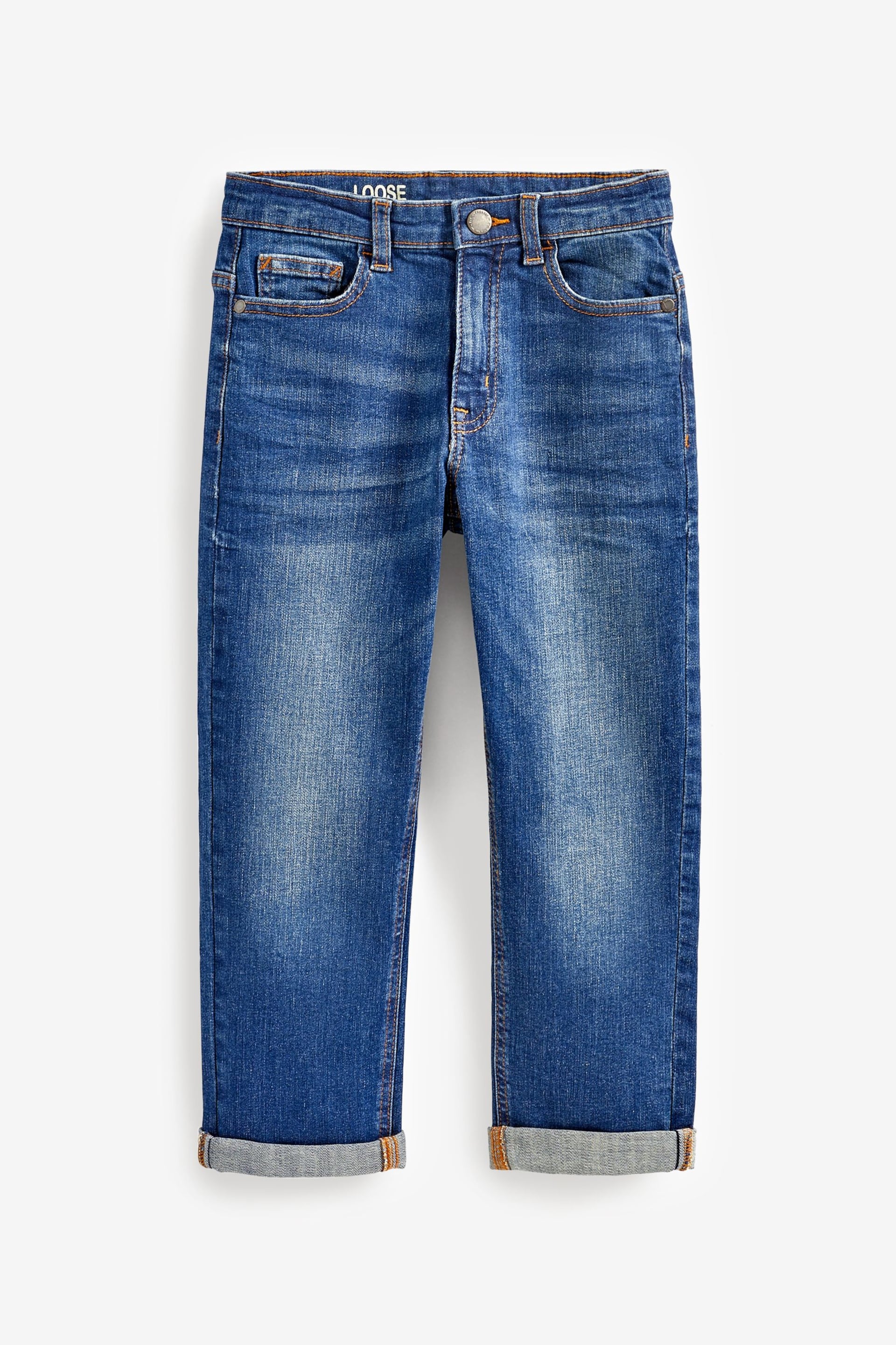 Blue Loose Fit Cotton Rich Stretch Jeans (3-17yrs) - Image 1 of 2