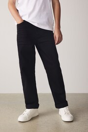 Black Loose Fit Cotton Rich Stretch Jeans (3-17yrs) - Image 1 of 4