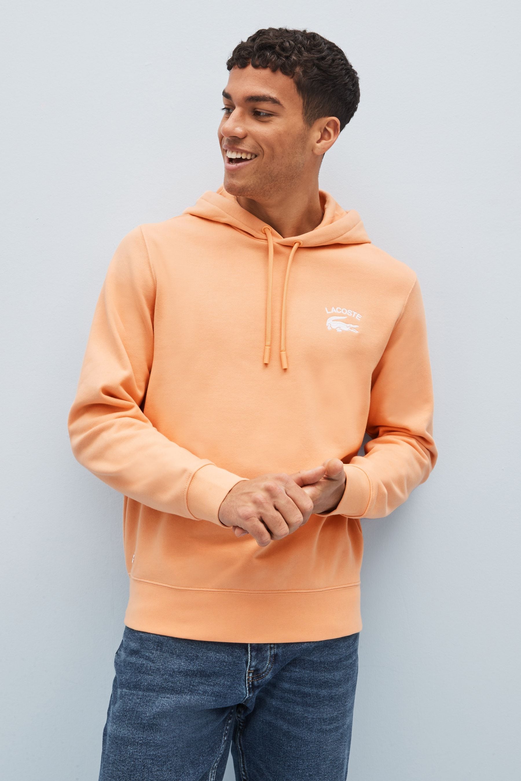 Buy Lacoste Orange Embroidered Logo Hoodie from Next Luxembourg
